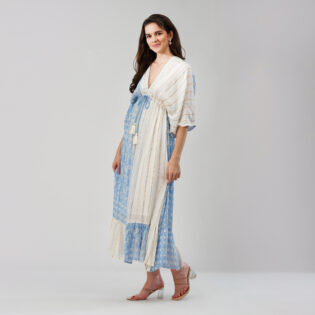 Printed Kaftan dress Pastel Blue