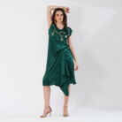 Drape Dress wth Bead work Pink Emerald Green (1)