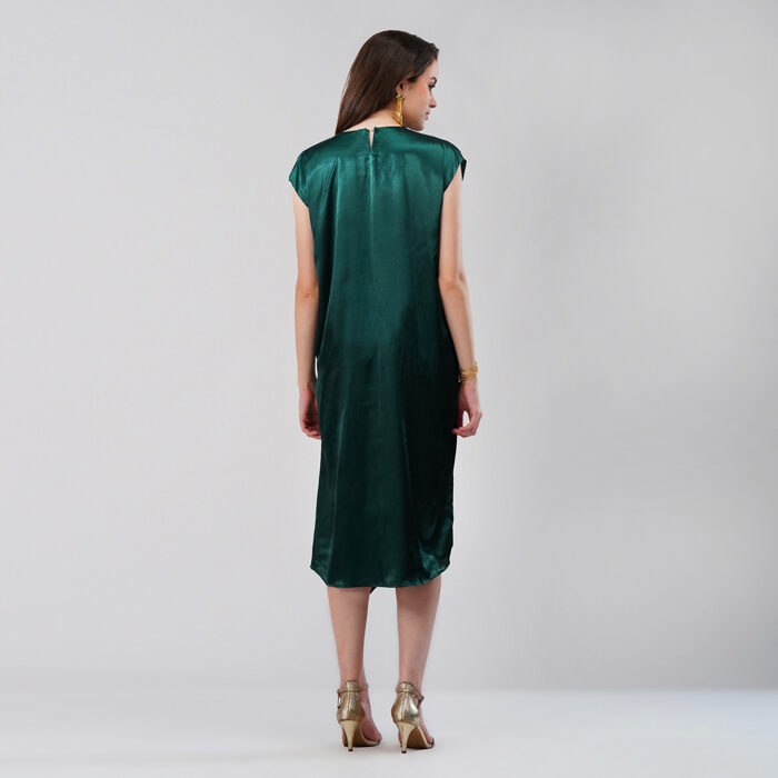 Drape Dress wth Bead work Pink Emerald Green (2)