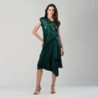 Drape Dress wth Bead work Pink Emerald Green (3)