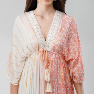Printed Kaftan dress Pastel Peach