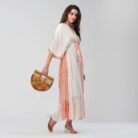 Printed Kaftan dress Pastel Peach (2)