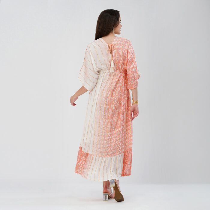 Printed Kaftan dress Pastel Peach (3)