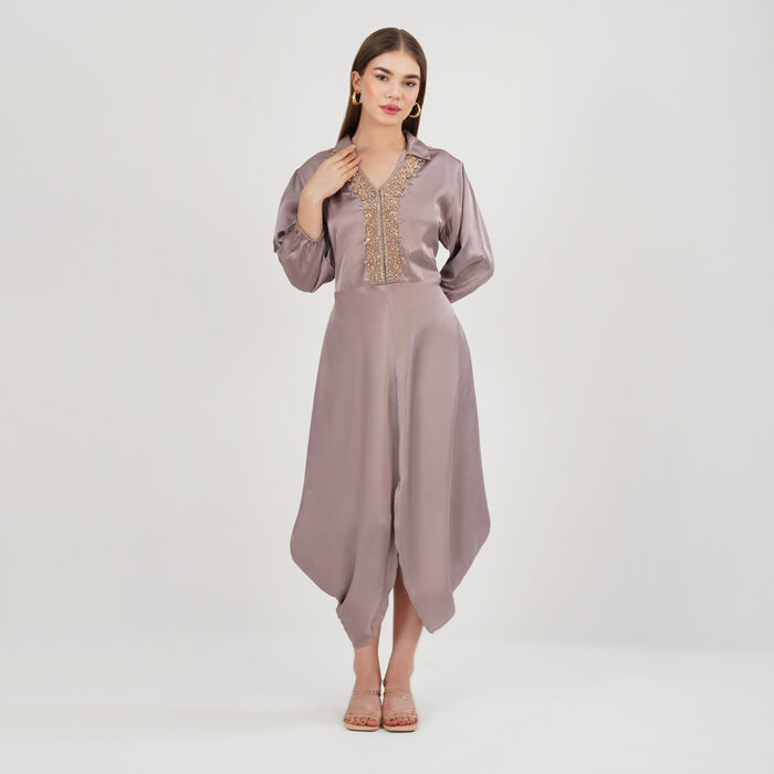 Asymmetrical midi dress Lavender (4)
