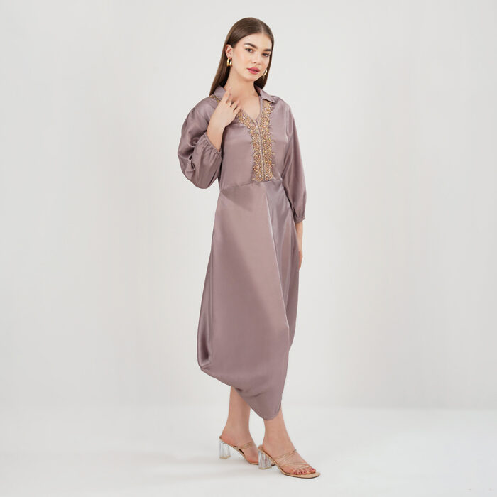 Asymmetrical midi dress Lavender (7)