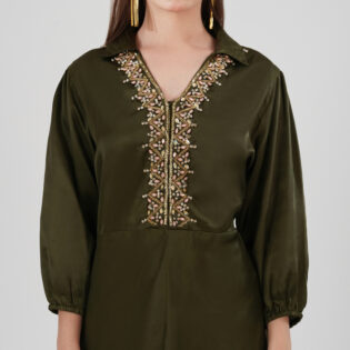 Asymmetrical midi dress Olice Green