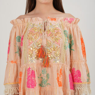 Off Shoulder Dress Pastel Peach