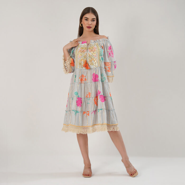 Off Shoulder Dress sky blue (3)