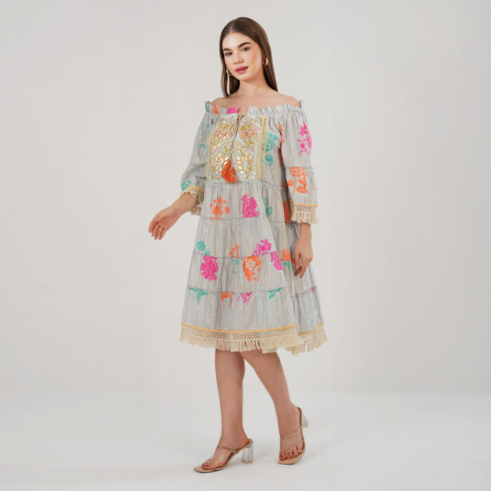 Off Shoulder Dress sky blue (4)
