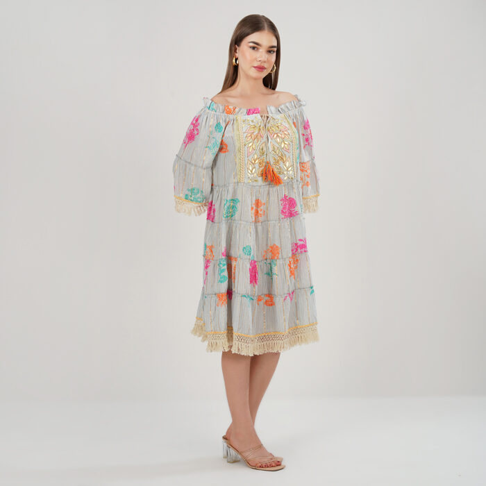 Off Shoulder Dress sky blue (5)